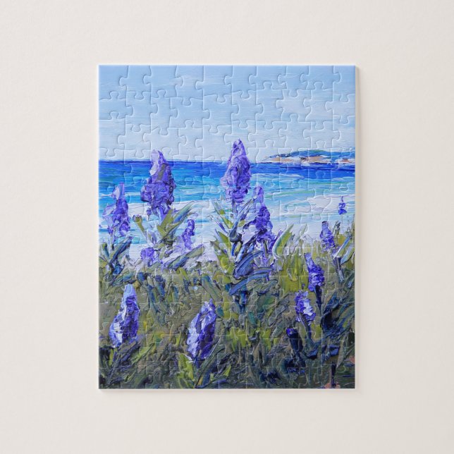 Carmel Kalifornien, stranden, Lupins, landskap Pussel (Vertikal)
