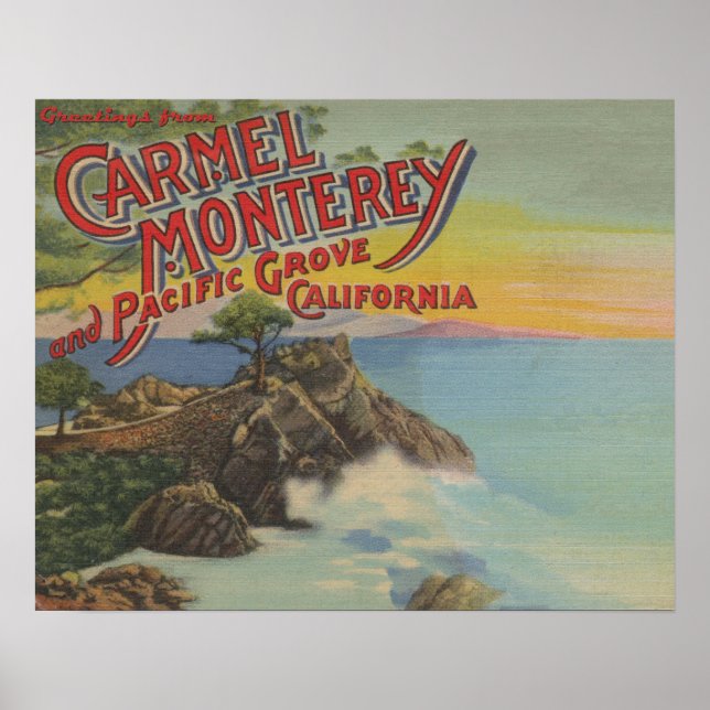 Carmel, Monterey & Pacific Grove, CA - välkomnar Poster (Framsidan)