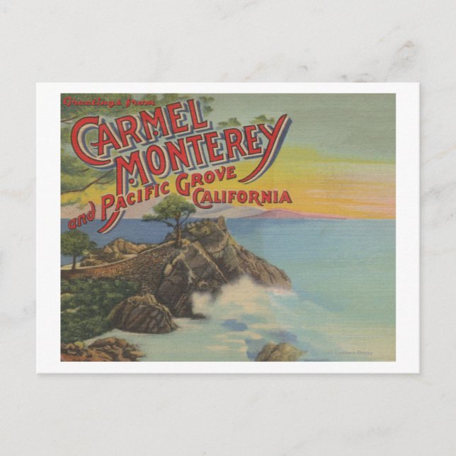 Carmel, Monterey & Pacific Grove, CA - välkomnar Vykort (Framsida)