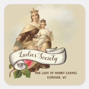 Carmel Religiösa Catholic Jesus Scapular Fyrkantigt Klistermärke