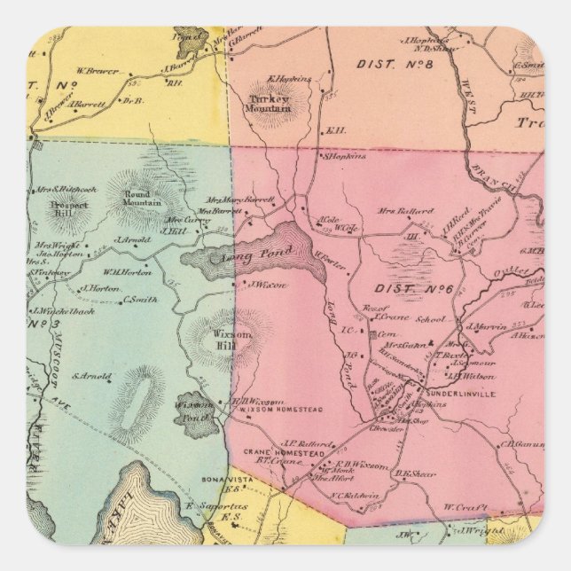 Carmel, Town Fyrkantigt Klistermärke (Framsida)