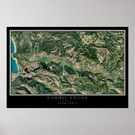 Carmel Valley California från Space Satellite Kart Poster