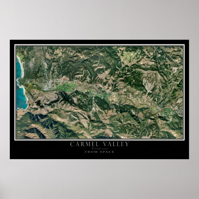 Carmel Valley California från Space Satellite Kart Poster (Framsidan)