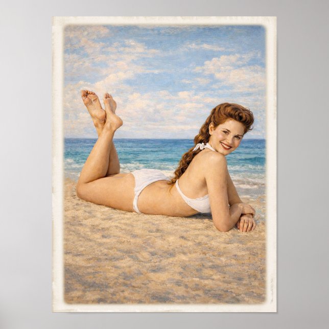 Carmen at the Beach 1950 Pin Up Poster (Framsidan)