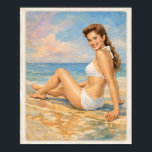 Carmen at the Beach Pin Up Poster<br><div class="desc">1950 Carmen Pin up Beauty</div>