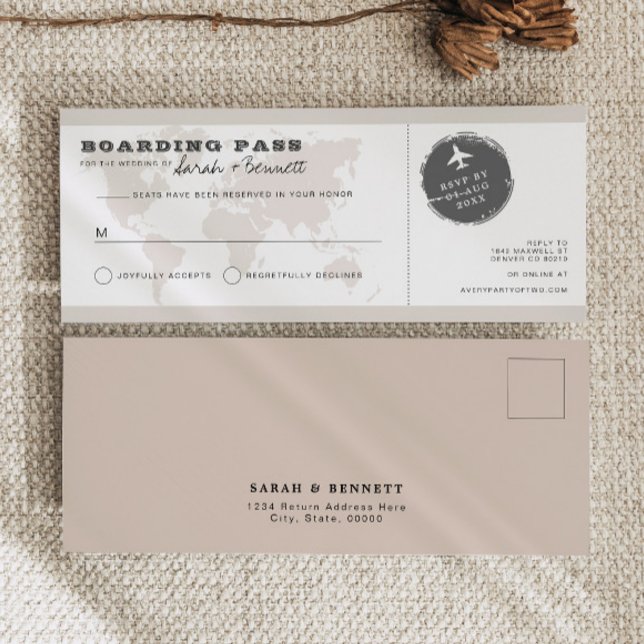 CARMEN Beige World Map Boarding Pass OSA kort (Skapare uppladdad)