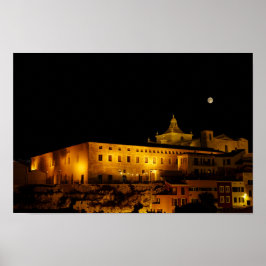 Carmen-kyrkan nattetid - Mahon, Menorca, Spanien Poster