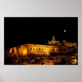 Carmen-kyrkan nattetid - Mahon, Menorca, Spanien Poster