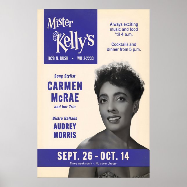 Carmen McRae jazzaffisch - Mister Kelly's Poster (Framsidan)