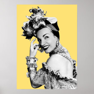 Carmen Miranda Porträtt Black and White Artwork of Poster