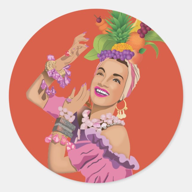 Carmen Miranda Runt Klistermärke (Framsida)