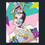 Carmen Miranda tar med färg till rummet Poster<br><div class="desc">Carmen Miranda,  som är gjord i en popart stil,  representerar en färgfull gammal Hollywood.</div>