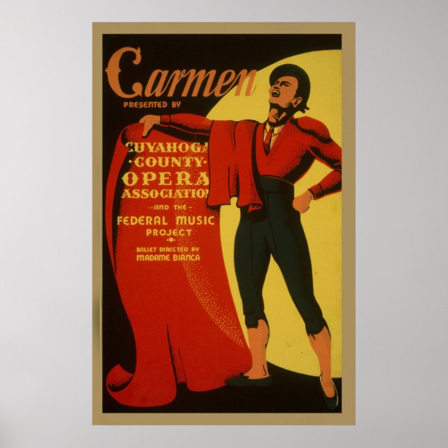 Carmen Opera Federal Music Project WPA Vintage Poster (Framsidan)