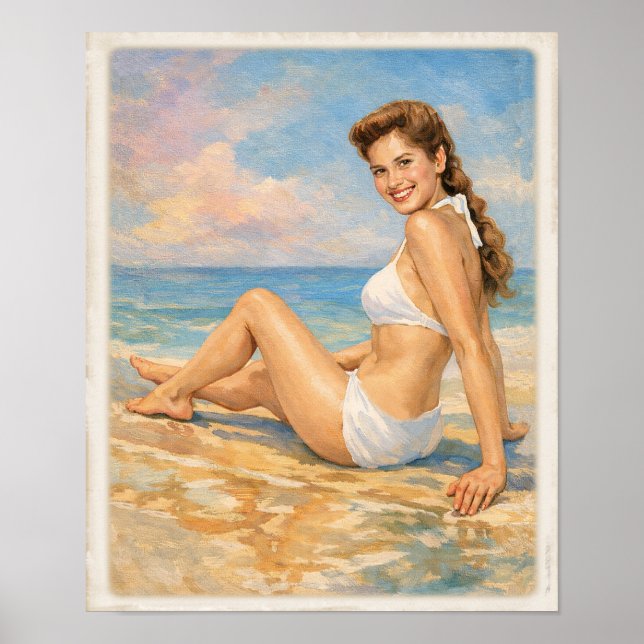 Carmen på strandpinupbild poster (Framsidan)