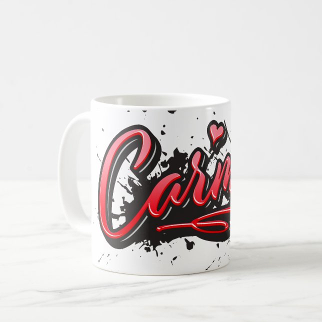 Carmen red Heart Graffiti Tasse Kaffeetasse Kaffemugg (Framsida vänster)