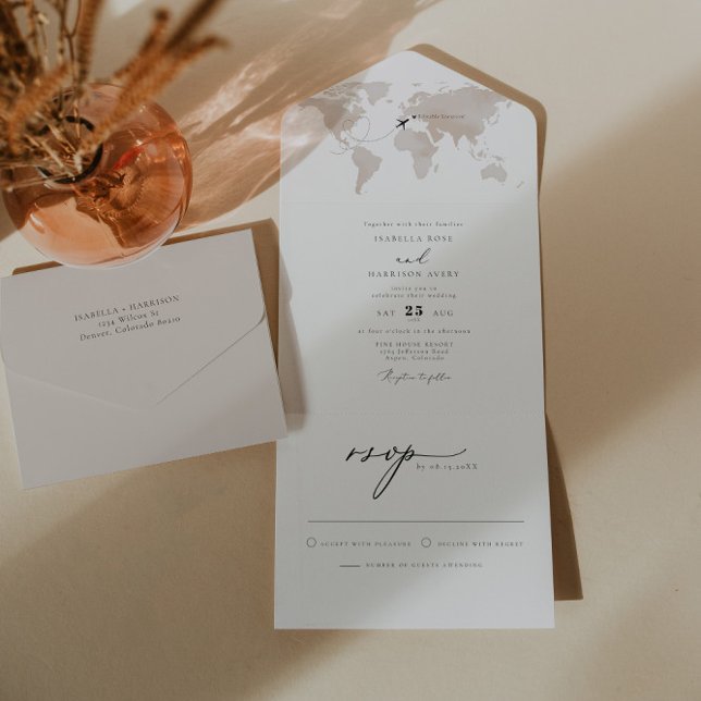 CARMEN Watercolor Karta Travel Destination Wedding (Skapare uppladdad)