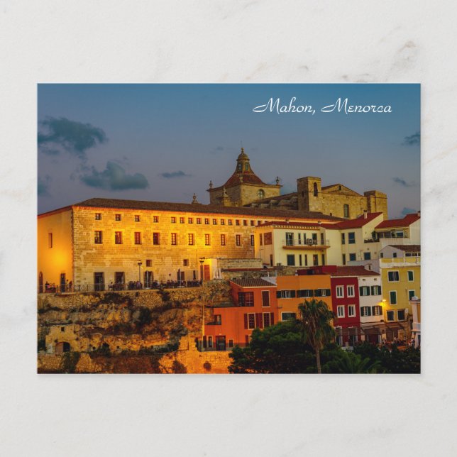 Carmenkyrkan i skymningen - Mahon, Menorca Vykort (Framsida)