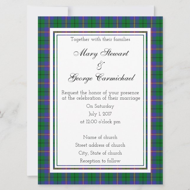 Carmichael Scottish Wedding Investigation Inbjudningar (Framsida)
