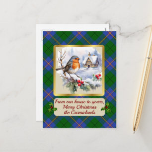 Carmichael Tartan w/Robin Personlig Helg Vykort