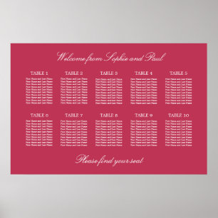 Carmine Magenta 10 Bordsplaceringsplan Poster