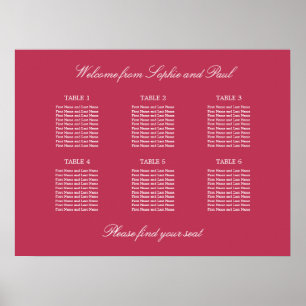 Carmine Magenta 6 Bordsplaceringsdiagram Affisch