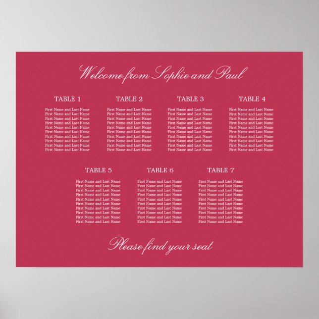 Carmine Magenta 7 Bordsitsplaneringsaffisch Poster (Framsidan)