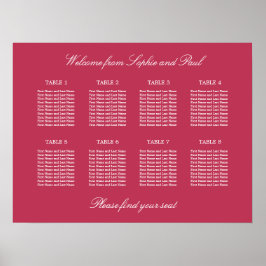Carmine Magenta 8 Bordsplaceringsdiagram Affisch