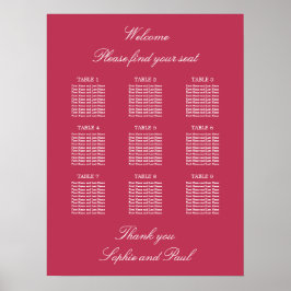 Carmine Magenta 9 Bordsitsplaneringsaffisch Poster
