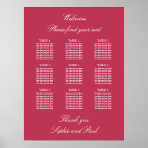 Carmine Magenta 9 Bordsitsplaneringsaffisch Poster