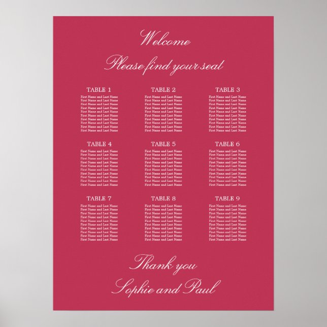 Carmine Magenta 9 Bordsitsplaneringsaffisch Poster (Framsidan)