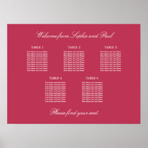 Carmine Magenta Röd 5 Bordsplacering Diagram Poste Poster