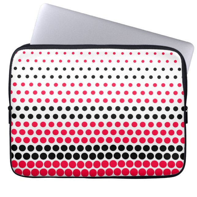 Carmine Red and Black Polka Dot Laptop Sleeve (Framsidan)