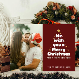 Carmine Red God jul Träd Family Kiss Julkort