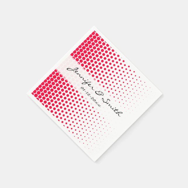 Carmine Red Polka Dot Modern White Pappersservett (Hörn)