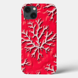 Carmine Red Trädstruktur iPhone-fodral