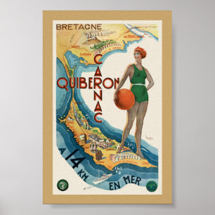 Carnac - Quiberon Frankrike Vintage Affisch 1930