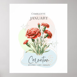 Carnation Birth Flower från januari Poster