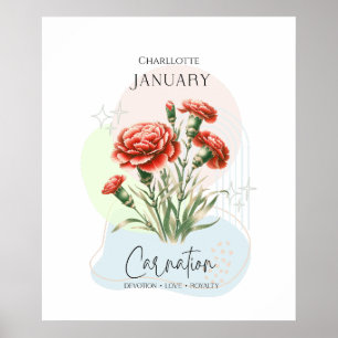 Carnation Birth Flower från januari Poster