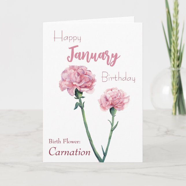 Carnation Birth Flower Januthday Kort (Framsida)
