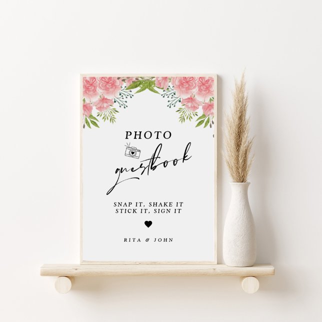 Carnation Blommigt Bröllop Photo Guestbook-tecken Poster (Skapare uppladdad)