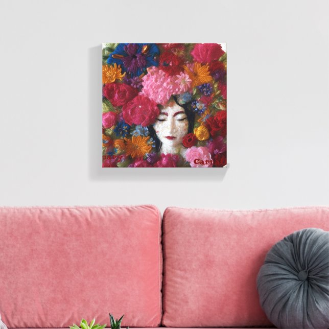 Carnation Blooms of Winter Grace: Canvas i januari (Insitu (Vardagsrum))