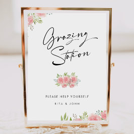 Carnation Boho Grasing Station Bord Bröllop-tecken Poster