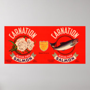Carnation Brand Salmon Label-Seattle, WA Poster