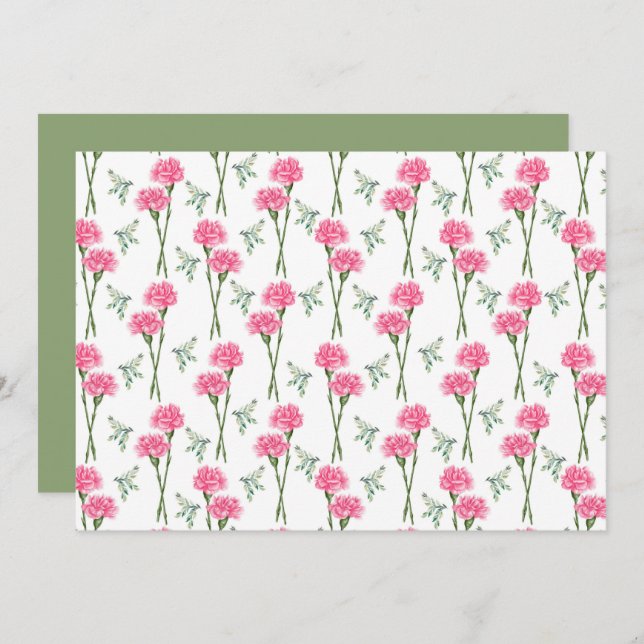 Carnation Floral Botanical Note Card Anteckningskort (Fram/baksida)