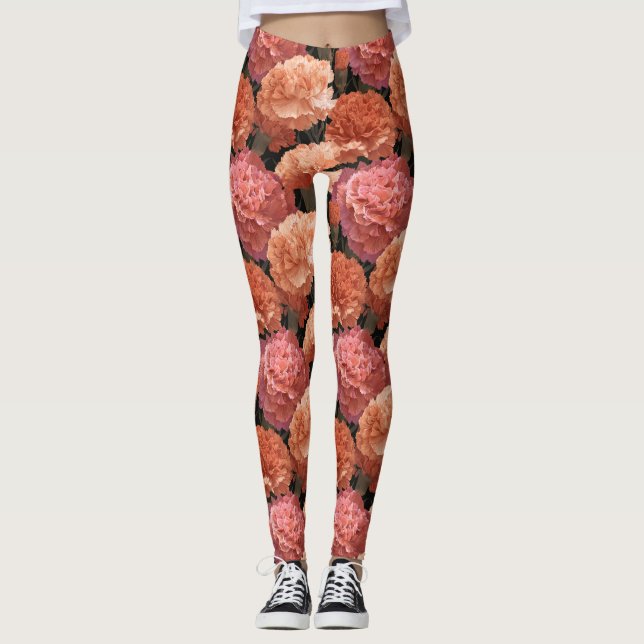 Carnation Flower Running Carnation Inspired Leggings (Framsida)