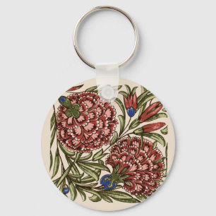 Carnation Flower Tile Antique Art Nyckelring
