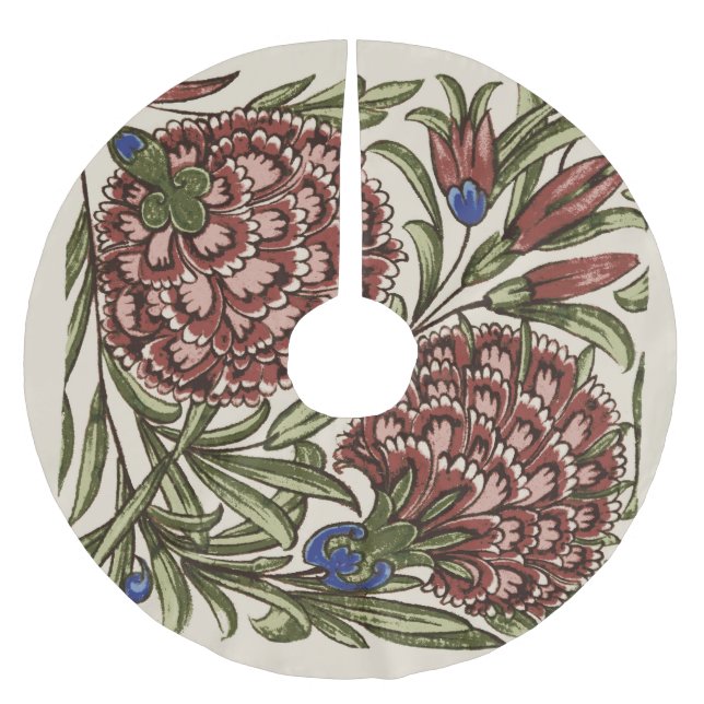 Carnation Flower Tile Antique Rustic Art Julgransmatta Borstad Polyester (Framsidan)