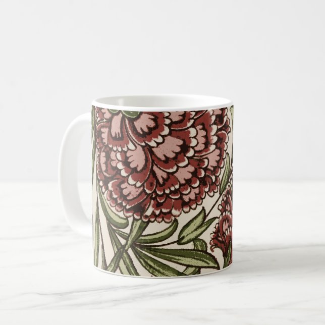Carnation Flower Tile Antique Rustic Art Kaffemugg (Framsida vänster)