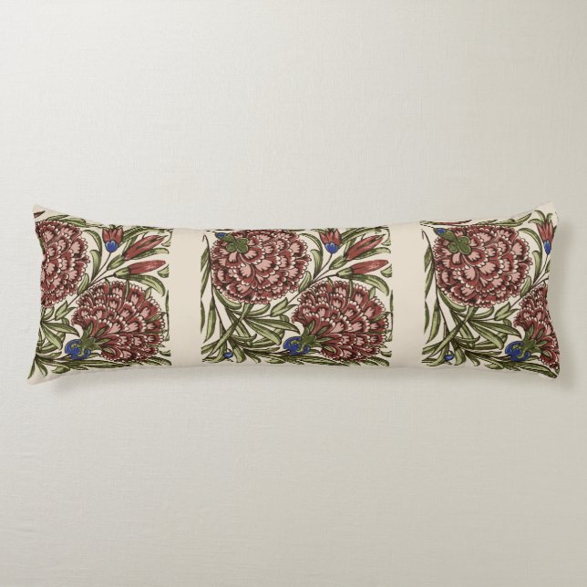 Carnation Flower Tile Antique Rustic Art Kroppskudde (Framsidan)