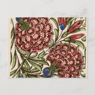 Carnation Flower Tile Antique Rustic Art Vykort
